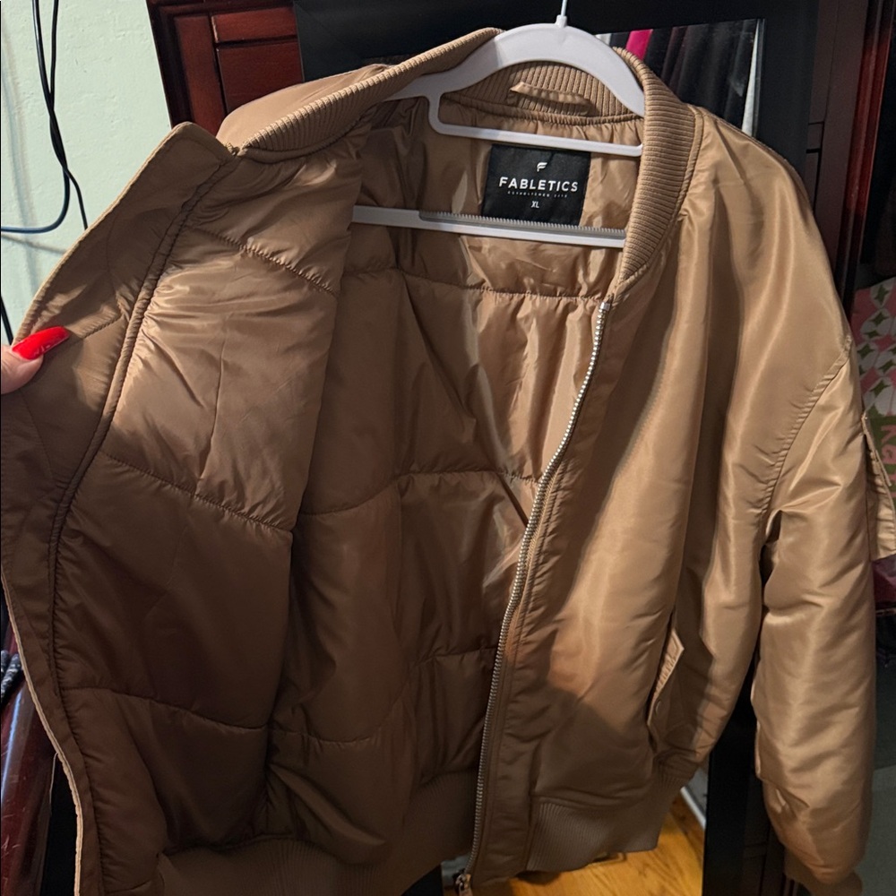 Fabletics Camel Bomber Jacket NWT - image 3